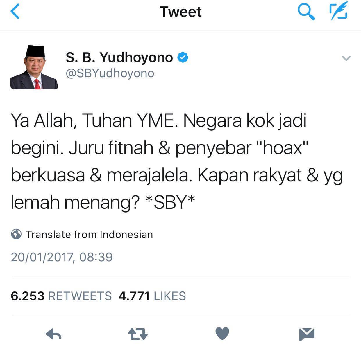  Ini Maksud Cuitan SBY di Twitter yang ‘Diributkan’ Pihak Istana