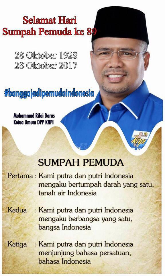  Ketua Umum DPP KNPI: Selamat Hari Sumpah Pemuda ke-89