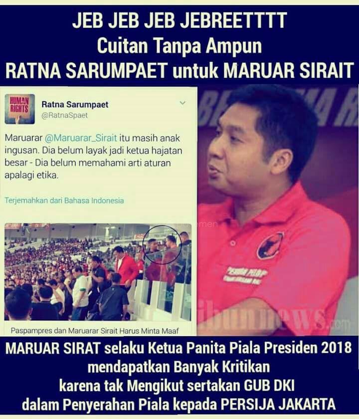  Ratna Sarumpaet ‘Hajar’ Panitia Piala Presiden di Medsos