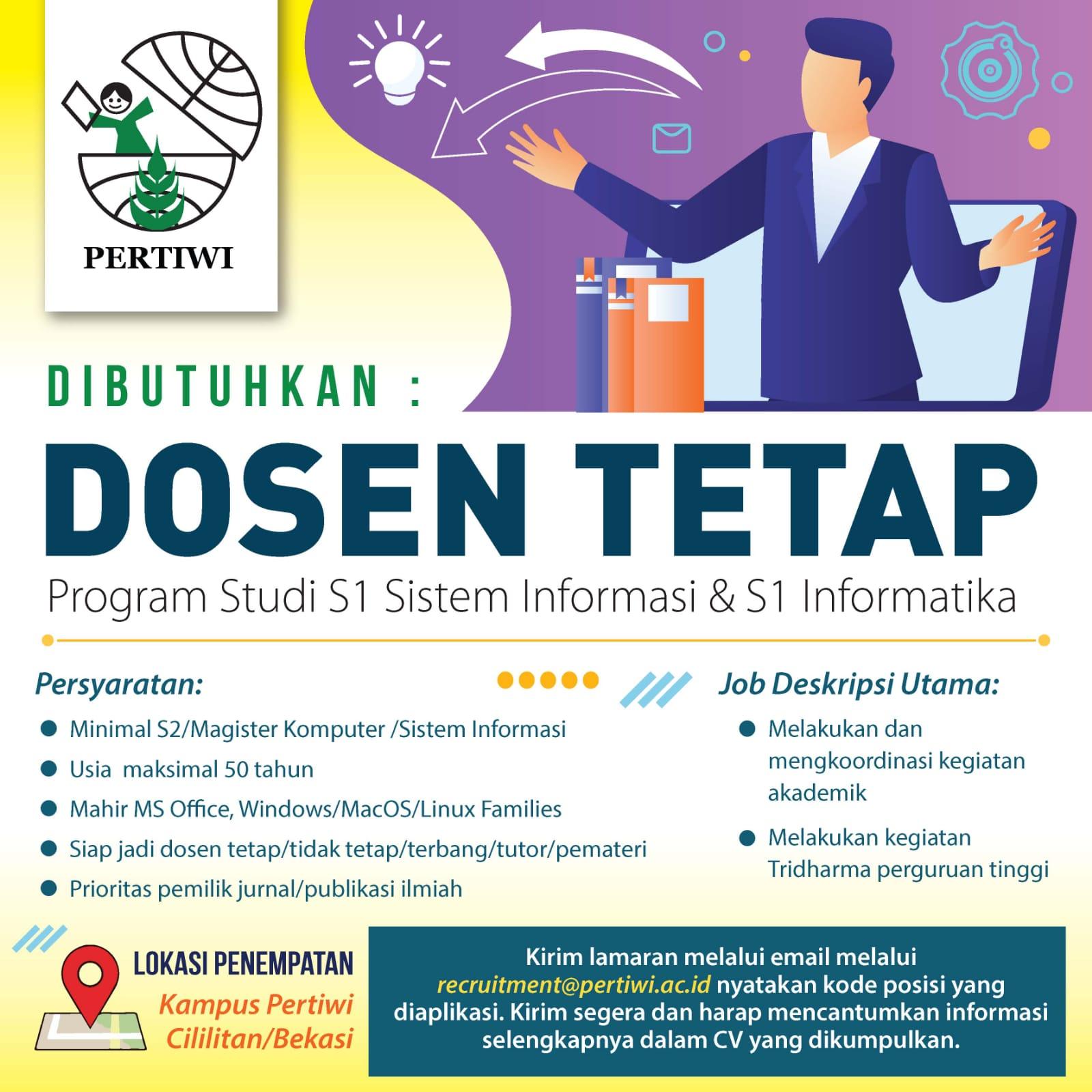 Lowongan Kerja S2 IT, Segera Daftar Jadi Dosen Tetap