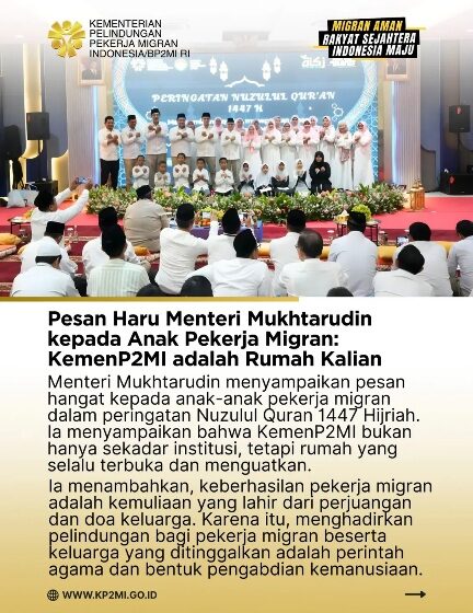  Di Peringatan Nuzulul Quran Digelar di Lingkungan Kementerian P2MI, Menteri Mukhtarudin: Pelindungan Pekerja Migran adalah Amanah Kemanusiaan
