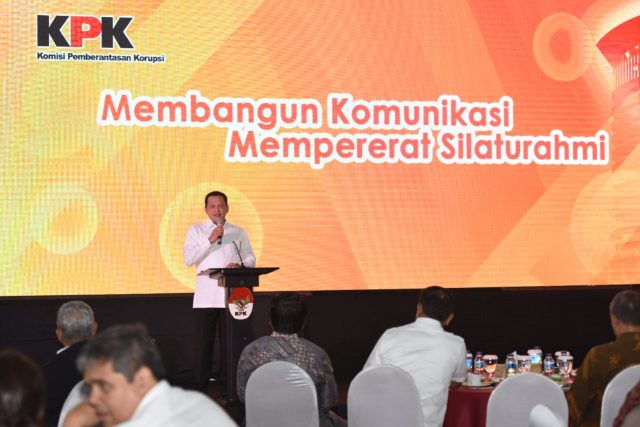 Bambang Soesatyo saat menghadiri Penyampaian Laporan Tahunan KPK 2017 dan Kegiatan KPK Mendengar di Gedung KPK, Jakarta, Senin (12/3).
