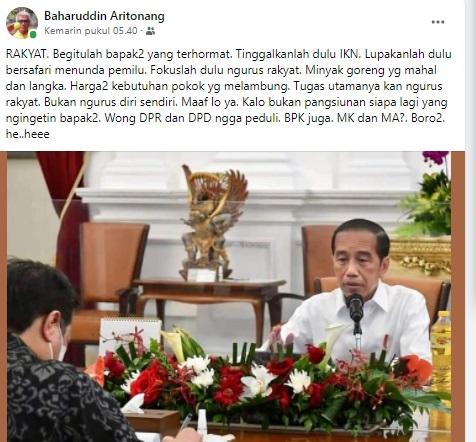  Politisi Senior Baharuddin Aritonang Ingatkan Jokowi Fokus Kerja untuk Rakyat!