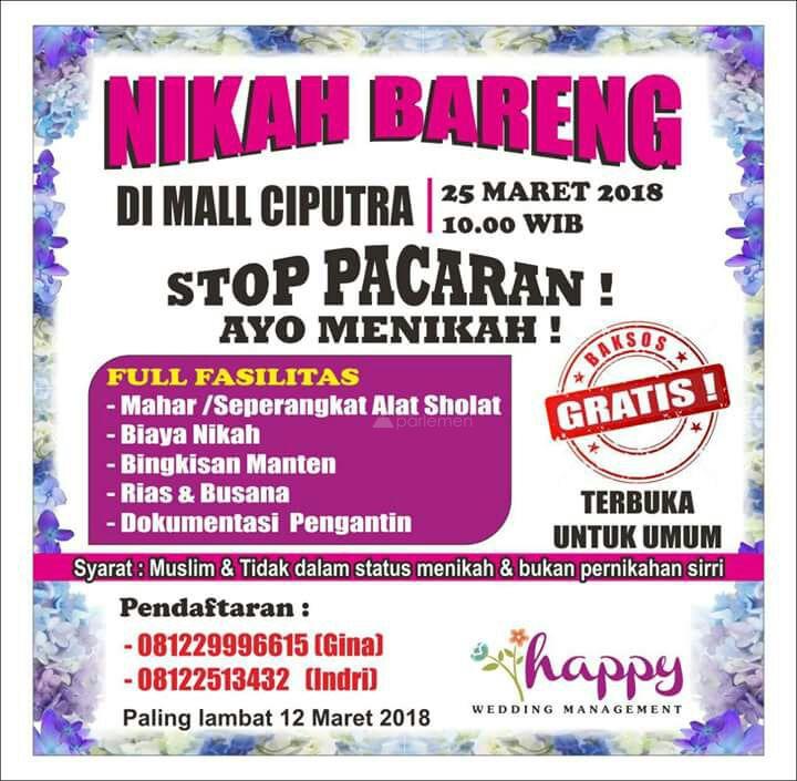 Viral! Nikah Bareng Gratis Digelar, Stop Pacaran!